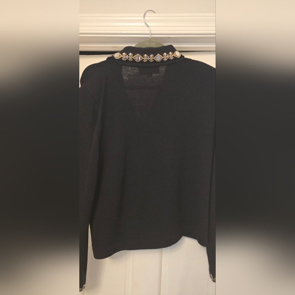 Saint John Evening Collection Black knit sweater w/Buttons size 14